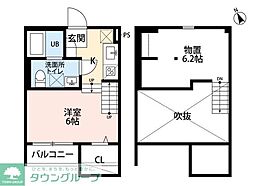 リブール ワンルームの間取図画像