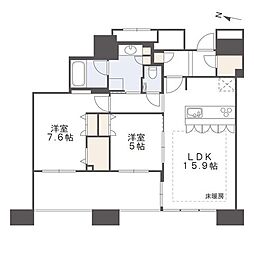 アイランドシティオーシャン&フォレストタワーレジデンスウエスト棟 2LDKの間取図画像
