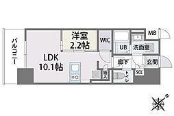 ラクラス博多2 1LDKの間取図画像