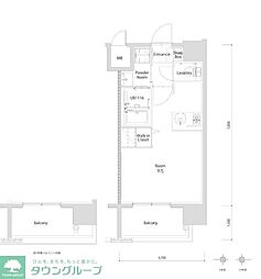 エンクレスト博多PARKSIDE ワンルームの間取図画像
