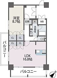 アビターレ薬院南 1LDKの間取図画像