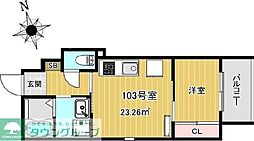 Charme Maison香椎 1DKの間取図画像
