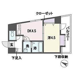 アソシアグロッツォ平尾 1DKの間取図画像