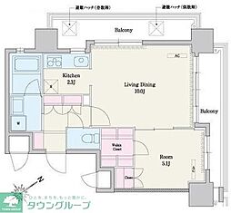 RJRプレシア千早駅前 1LDKの間取図画像