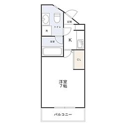 クラージュ吉塚 1Kの間取図画像