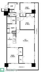 アンピール長住2 3LDKの間取図画像