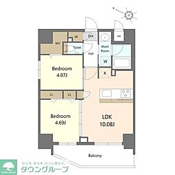 S-RESIDENCE薬院aureate 2LDKの間取図画像