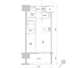 エンクレスト天神LINK 1DKの間取図画像