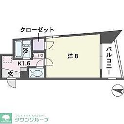 ソレアード赤坂 1Kの間取図画像