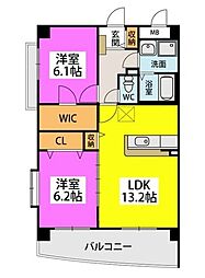 グリシーヌ空港 2LDKの間取図画像