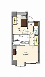 エンクレストけやき通り 1DKの間取図画像