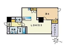 S-FORT警固タワー 1LDKの間取図画像