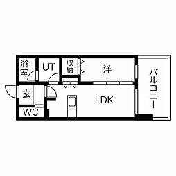 YAKUINSQUARE 1LDKの間取図画像