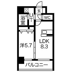 クロス天神南 1LDKの間取図画像