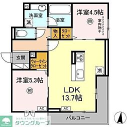 D-residence諸岡 2LDKの間取図画像