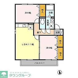 セジュール山手館A 2LDKの間取図画像