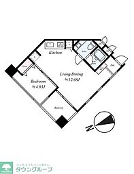クレアウォーターマーク 1LDKの間取図画像