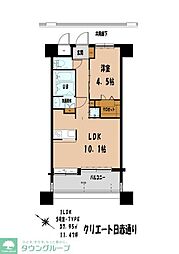 クリエート日赤通り 1LDKの間取図画像