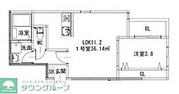 ノヴァイフ桜並木 1LDKの間取図画像