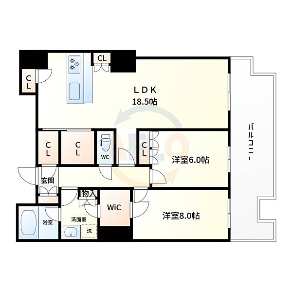 クロスタワー大阪ベイ ｜大阪府大阪市港区弁天1丁目(賃貸マンション2LDK・43階・82.45㎡)の写真 その2