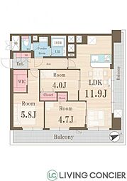 信和江戸川マンション 3LDKの間取図画像