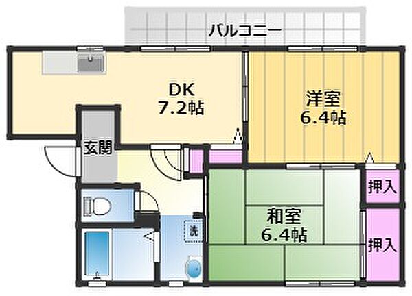 メープルコート B205｜大阪府岸和田市小松里町(賃貸アパート3K・2階・48.84㎡)の写真 その2