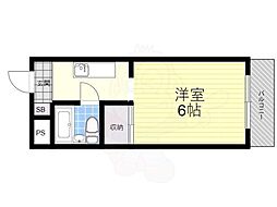 サンライズ淀 2階1Kの間取り