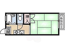 フレンドハイツヒラキ 2階1Kの間取り