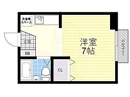 ボナール桃山 1階1Kの間取り