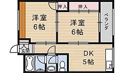 サンハイム笹野 2階2DKの間取り