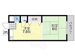 京都地下鉄東西線 石田駅 徒歩10分の賃貸アパート 1階1DKの間取り