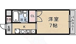 西尾マンション 2階1Kの間取り