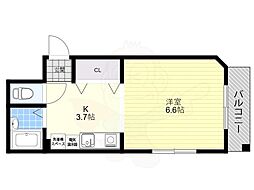 ラ・シャンブル 3階1Kの間取り