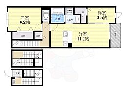 Ｋｏｔｉ　Ｋｏｌｍｉｏ（コティ　コルミオ） 3階2LDKの間取り