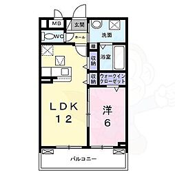 フルール アムール 1階1LDKの間取り
