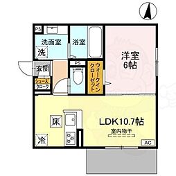 ＧＲＡＭＭ六地蔵C棟 1階1LDKの間取り