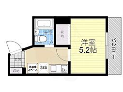プレスト桃山 5階1Kの間取り