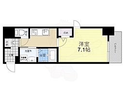 エストゥルース京都 4階1Kの間取り