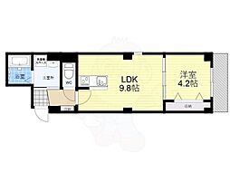 フォルモント城陽 3階1LDKの間取り