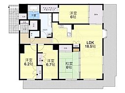 リーデンススクエア宇治伊勢田 4階4LDKの間取り