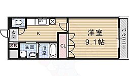 サンパレス 2階1Kの間取り