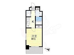 JR奈良線 城陽駅 徒歩2分の賃貸マンション 2階1Kの間取り