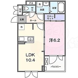 ブルック3 3階1LDKの間取り