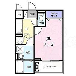 ウィスタリア2 1階1Kの間取り