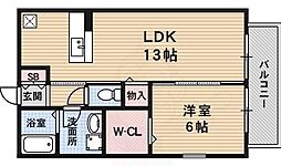 Grand chariot 2階1LDKの間取り