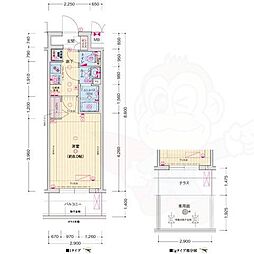 ソルテラス京都JUJO薫 3階1Kの間取り