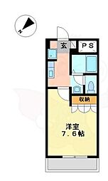 リヴィエール 3階1Kの間取り
