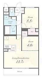 中島様マンション 3階2LDKの間取り