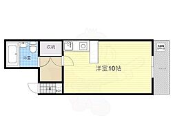 ジョイフル宇治 2階1Kの間取り