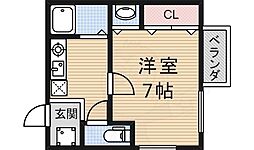 メゾンドジュネス 3階1Kの間取り